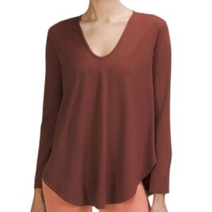 Lululemon Size 10 Women's Nulu Relaxed-Fit Yoga Long Sleeve Shirt Smoky Red Top